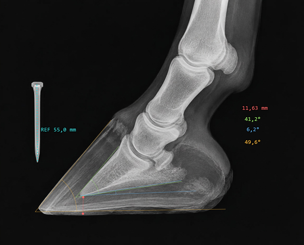 Equine Podometry Rx screenshot with sample measurements